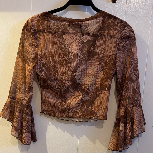 Cider Brown Patterned Lace Blouse - Picture 3 of 7